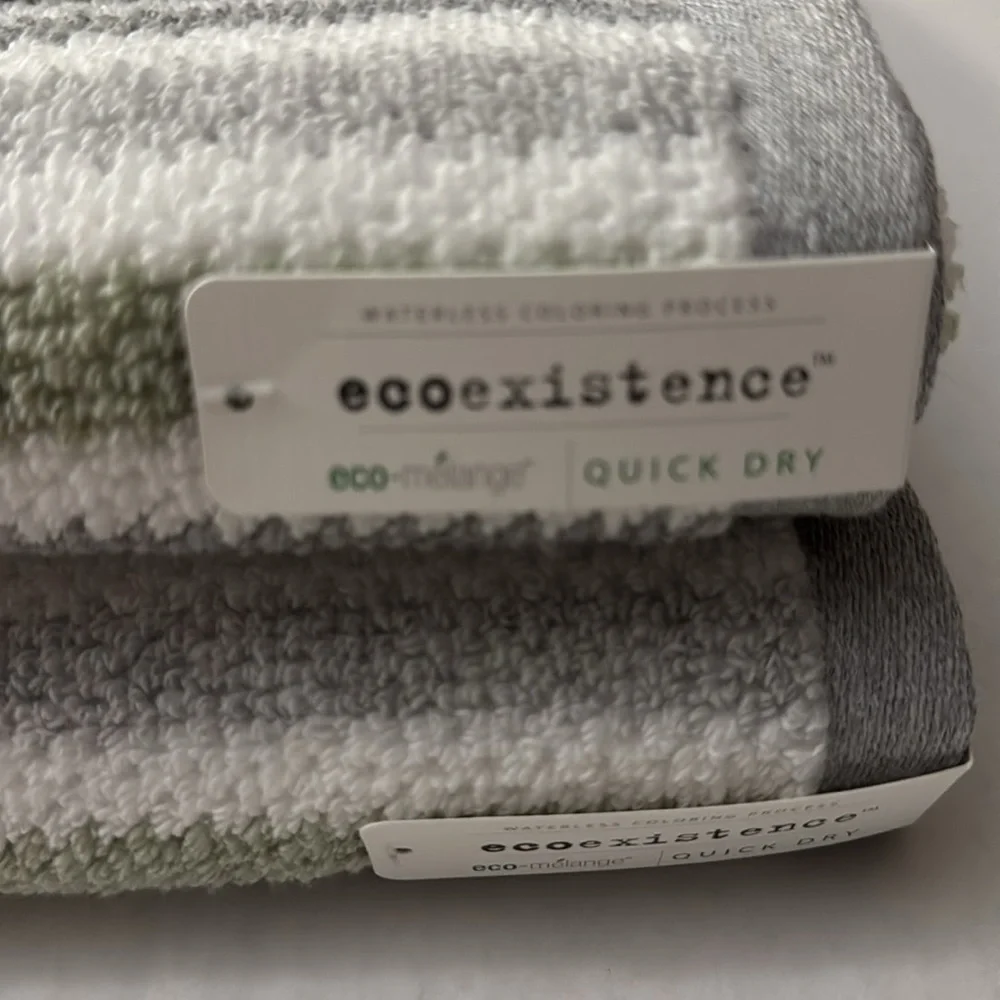 2pc ECOEXISTENCE Eco-Melange Quick Dry Bath Towel Set - Zero Twist Loops…